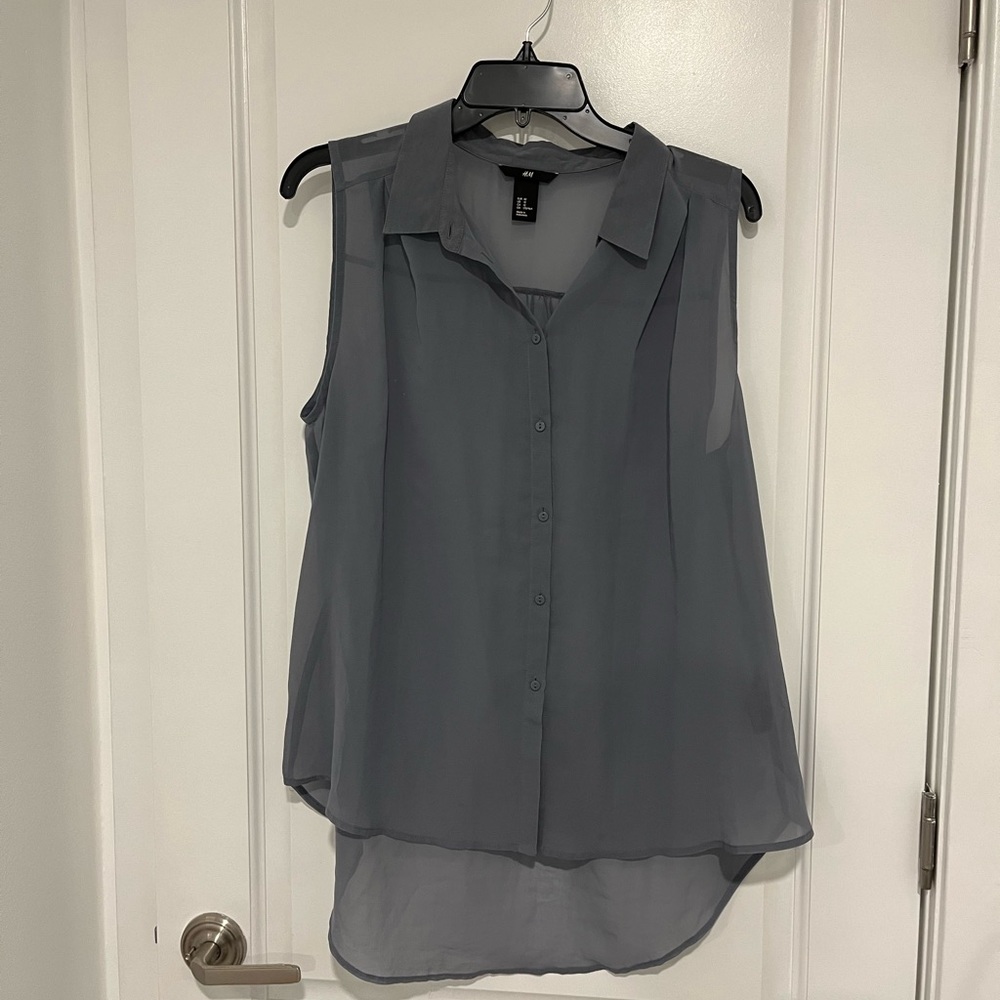 See through gray blouse